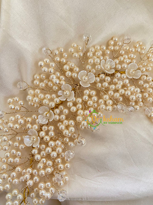 Half White Bridal Hair Accessory-H077