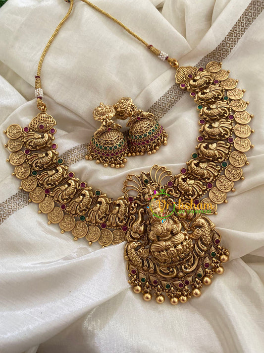 Premium Lakshmi Pendant Kaasumala Temple Short Neckpiece-G3357