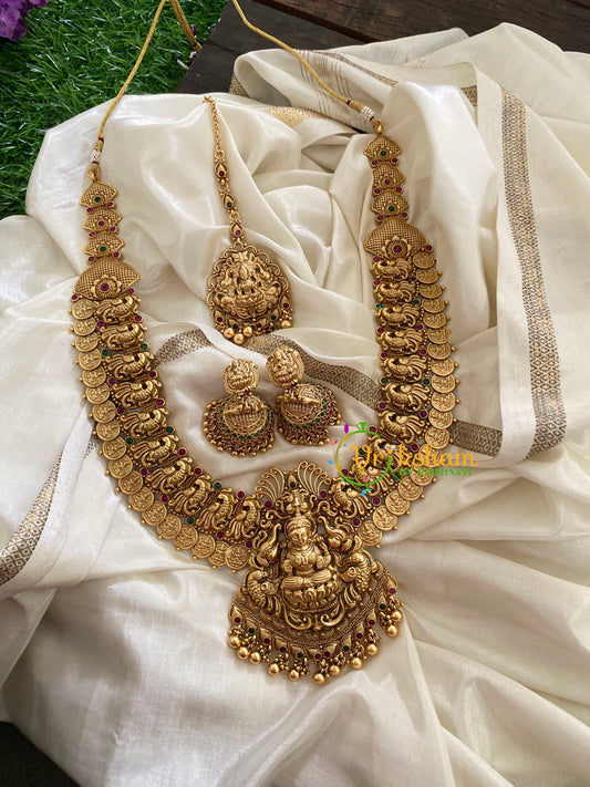 Premium Lakshmi Pendant Kaasumala Haram Long Neckpiece-G3356