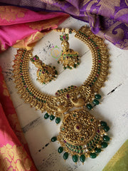 Traditional Kaasumala with Pendant Neckpiece -Green -G1791