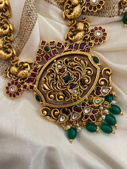 Premium AD Stone Reversible Pendant Neckpiece-Lakshmi Short Neckpiece-G3359