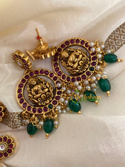 Premium AD Stone Reversible Pendant Neckpiece-Lakshmi Short Neckpiece-G3359