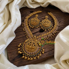 Gold Look Alike Lakshmi Pendant Short Neckpiece-Gold bead-G10327