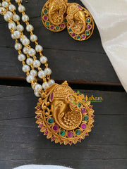 Layered Pearl Pendant Chain -Ganesh Pendant -G7684