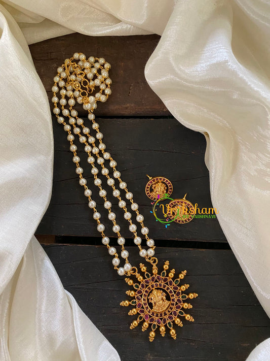 Layered Pearl Pendant Chain -Lakshmi Pendant -G7687