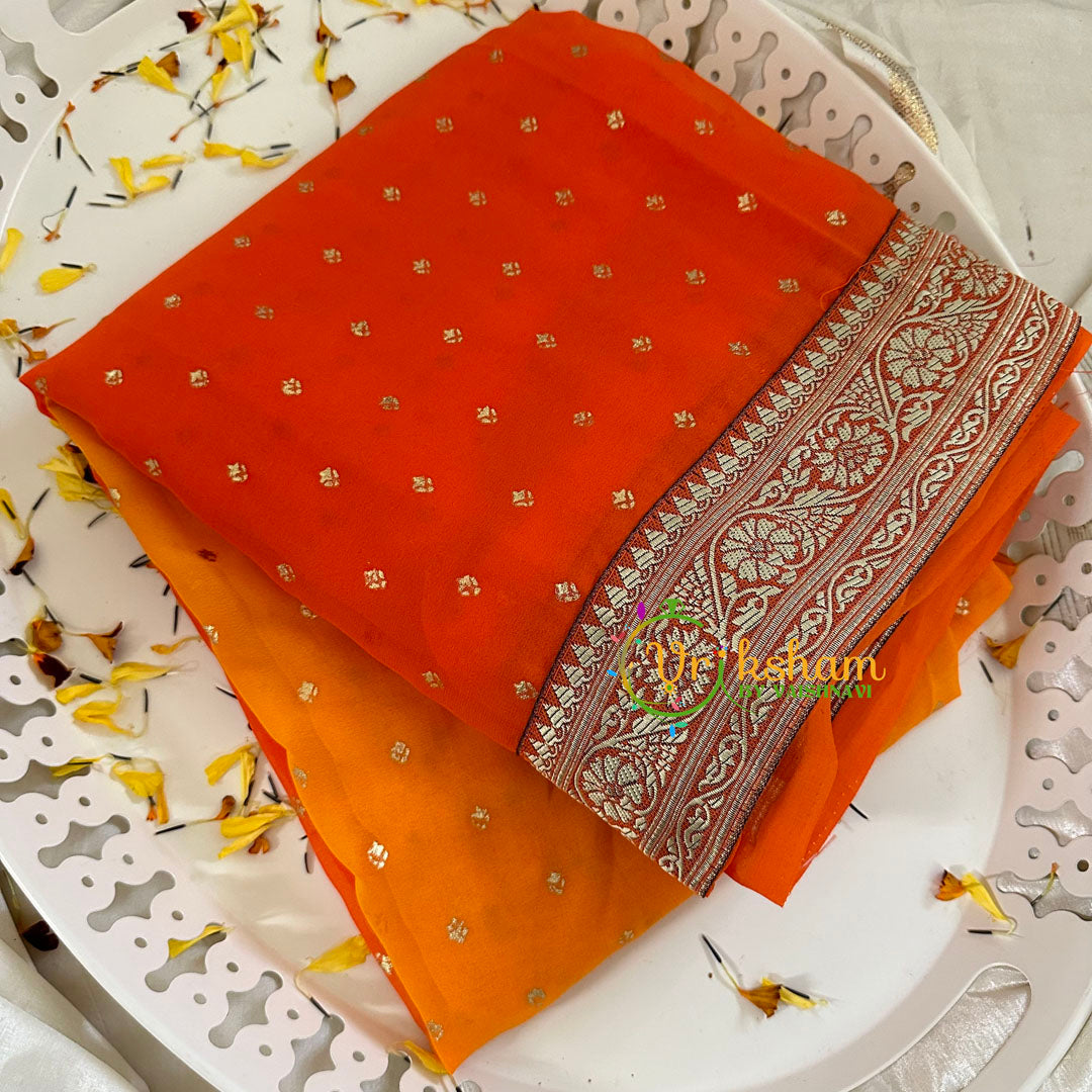 Orange Yellow Fancy Chiffon Saree -VS1838