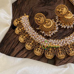 Cluster Pearl Laskhmi Coin Choker Short Neckpiece-G10288