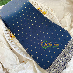 Blue Grey Fancy Chiffon Saree -VS1839