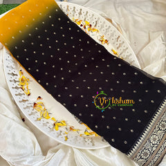 Black Yellow Fancy Chiffon Saree -VS1840