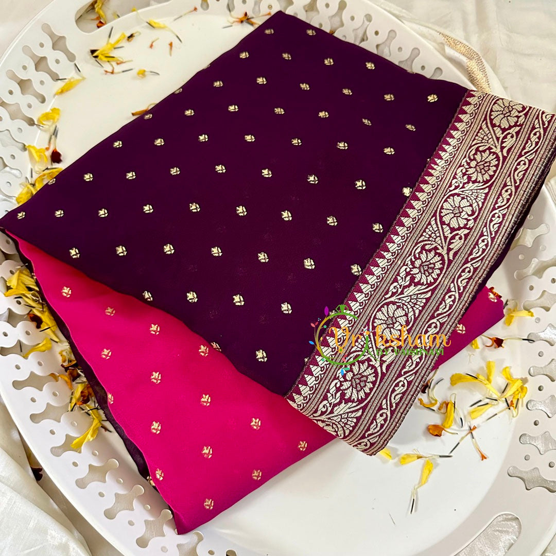 Pink Purple Fancy Chiffon Saree -VS1844