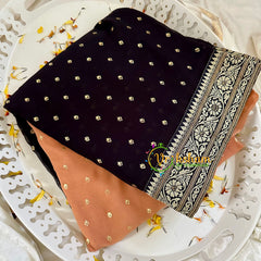 Peach Fancy Chiffon Saree -VS1830