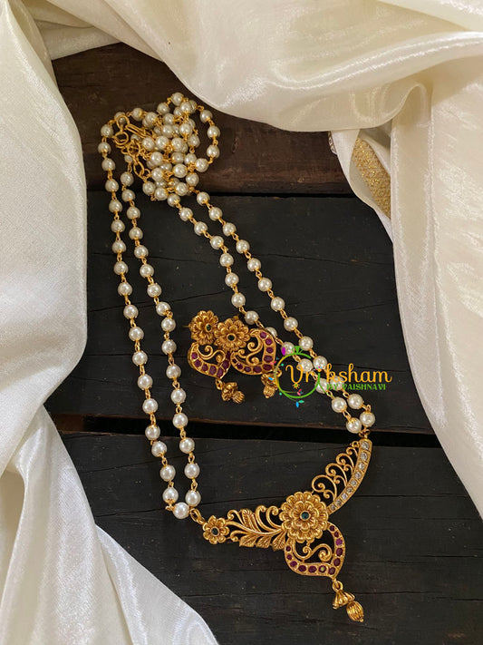 Layered Pearl Pendant Chain-Traditional Pendant -G7693