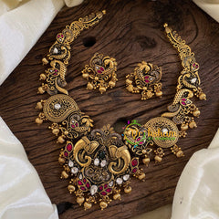 Antique Choker Short Neckpiece-Elephants-G10336