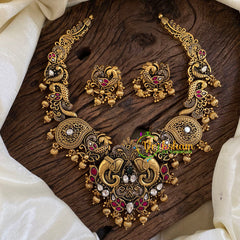 Antique Choker Short Neckpiece-Elephants-G10336