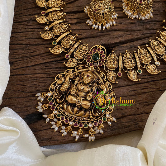 Guttapusalu Lakshmi Pendant Short Neckpiece-G10341