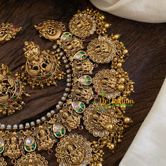 Coin Style Lakshmi Choker Short Neckpiece-Gold bead-G10342