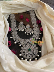 Gold American Diamond Bridal Haram-Green-G4304