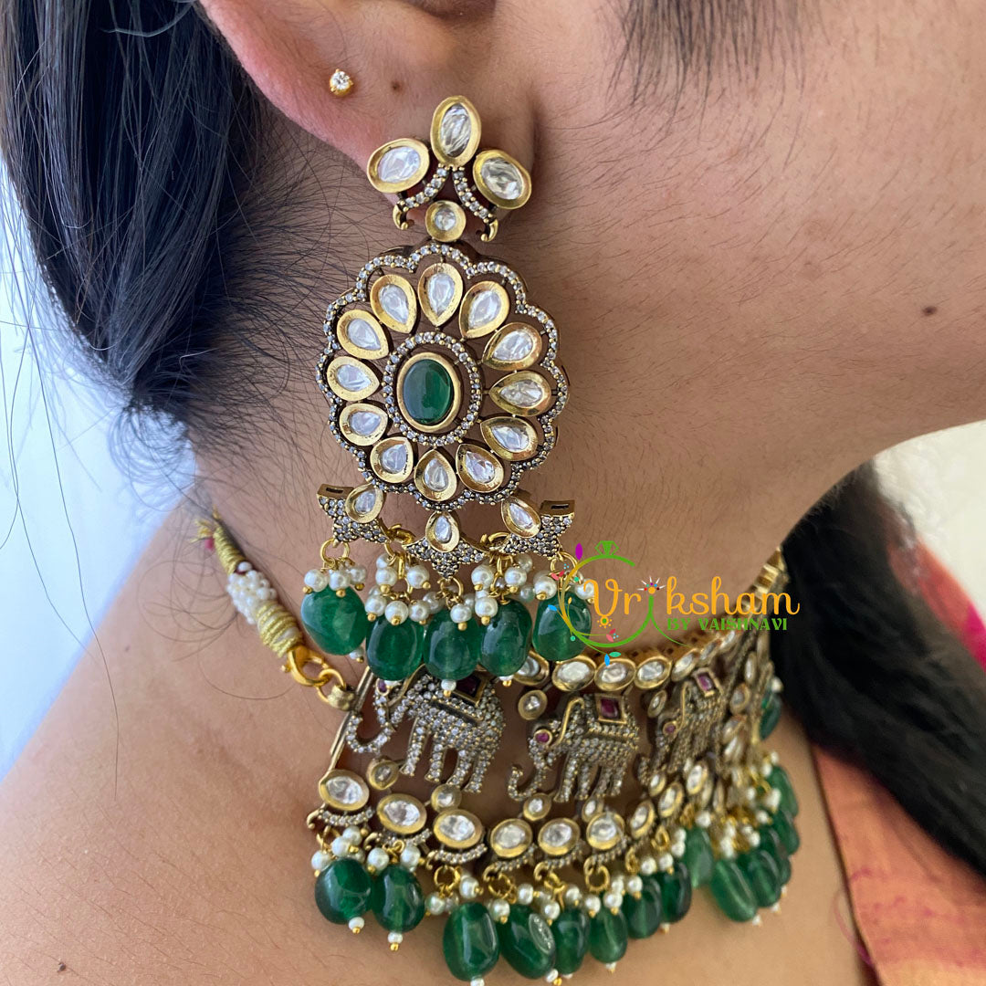 Emerald Victorian Diamond High Neck Choker-VV023