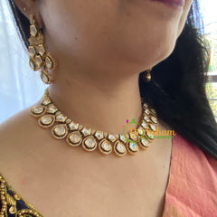 White Victorian Diamond High Neck Choker-VV043