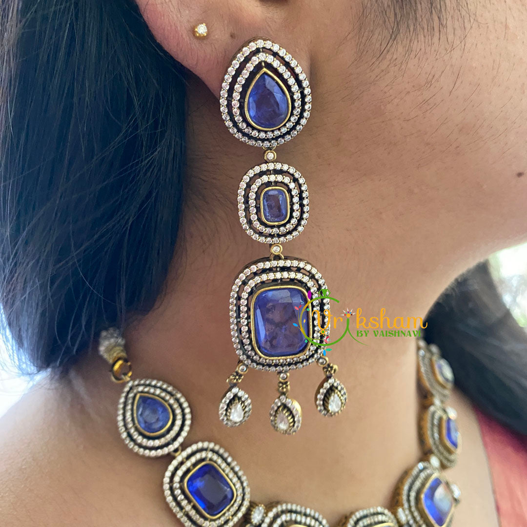 Blue Victorian Diamond Short Neckpeice -VV036