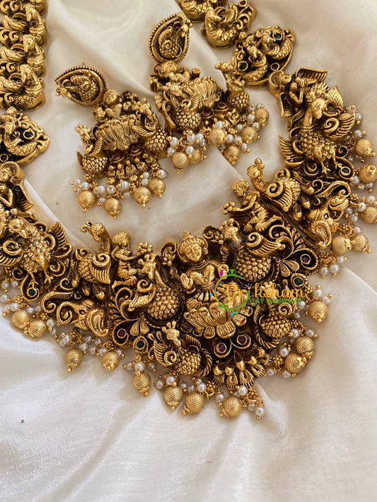 Intricate Antique Temple Lakshmi Mid LengthNeckpiece -G3416