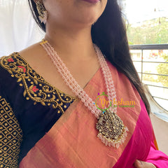 Baby Pink Bead Victorian Diamond Temple Neckpiece-VV061