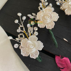 White Rose Bobby Pin- Bridal Hair Accessory-H058