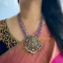 Purple Bead Victorian Diamond Temple Neckpiece-VV062