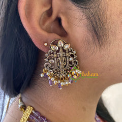 Purple Bead Victorian Diamond Temple Neckpiece-VV062