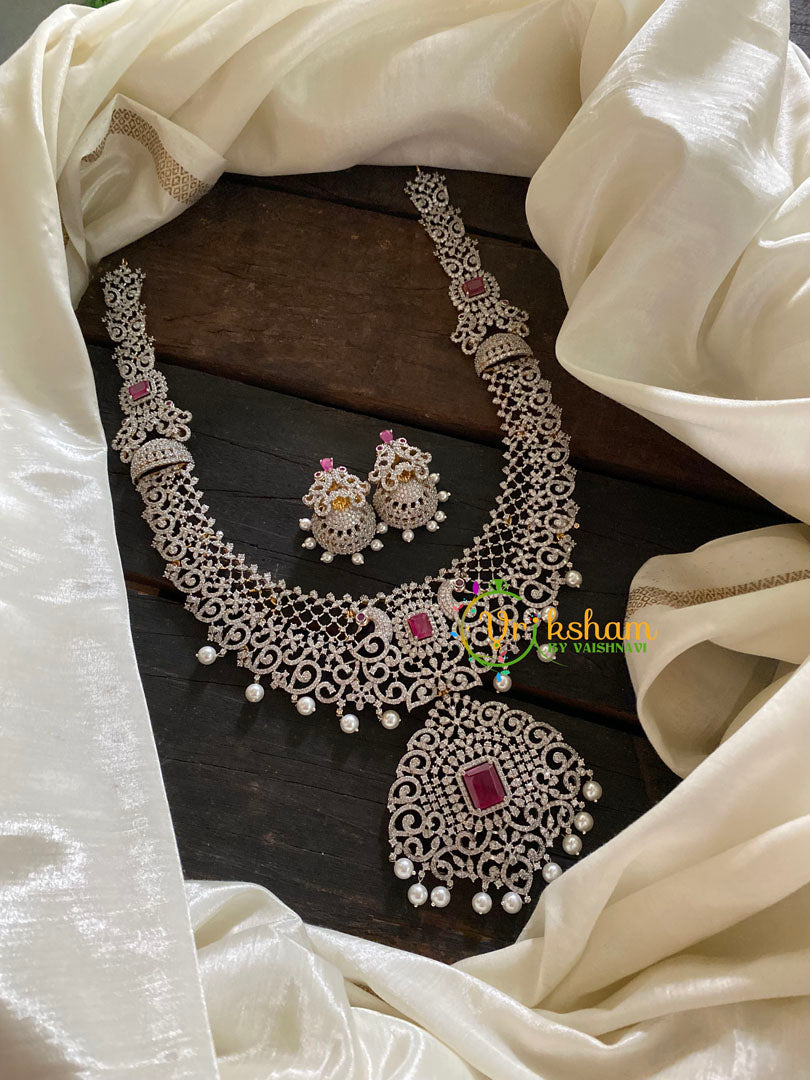 Pink Stone American Diamond Bridal Haram-G3332