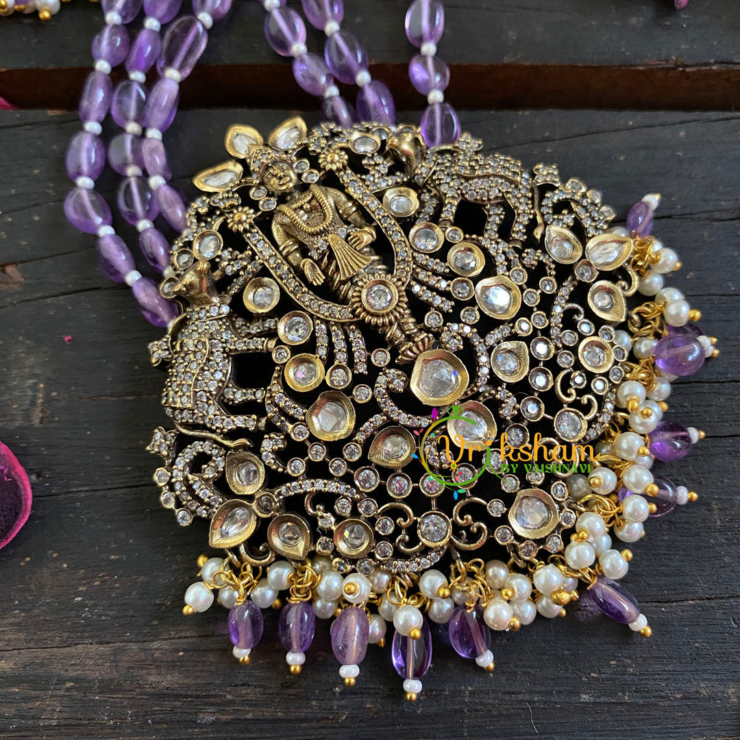 Purple Bead Victorian Diamond Temple Neckpiece-VV062