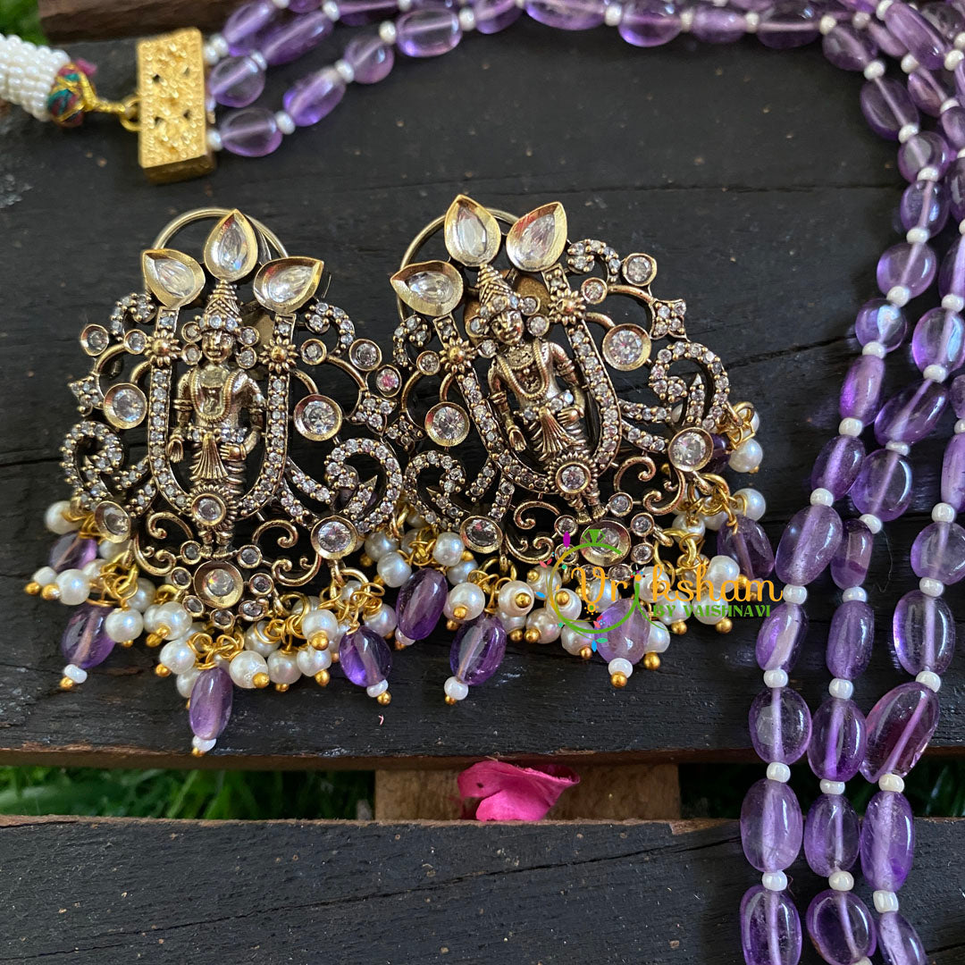 Purple Bead Victorian Diamond Temple Neckpiece-VV062