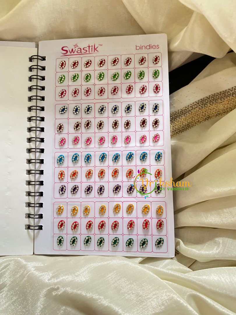 Cocktail Shapes Border Stone Bindi Book-Swastik Long-BB042