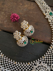 Gold American Diamond Bridal Haram-Green-G4381