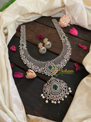 Gold American Diamond Bridal Haram-Green-G4381