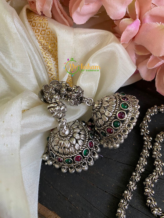 AD Stone Silver Look Alike Lakshmi Pendant Chain -S0204