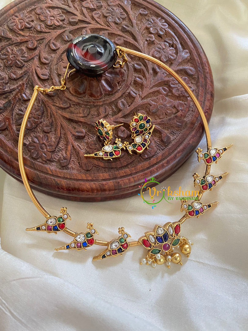 Navrathna Lotus Hasli -Parrot-Gold Bead-G5647