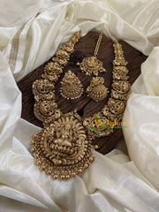 Antique Nakshi Lakshmi Haram-Nagas Neckpiece-Gold Bead Pearls-G9720