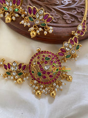 Premium AD Stone Peacock Hasli-Lotus Parrot-Gold Pearl-G5659