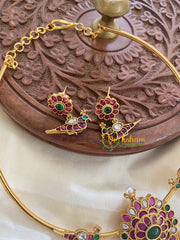 Premium AD Stone Pendant Hasli -Floral Parrot-Gold-G5652