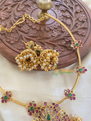 AD Stone Floral Pendant Hasli-Gold-G5622
