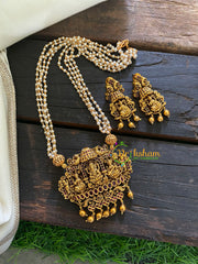 Temple Pendant Pearl Malai -Gold Beads-G3554