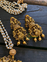 Temple Pendant Pearl Malai -Gold Beads-G3554