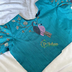 Premium Hand Embroidered Readymade Blouse-Green-VS624