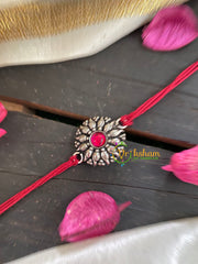 Rakshabandhan Rakhi-Red stone Floral Pendant-RB031