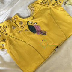 Premium Hand Embroidered Readymade Blouse-Sunflower Yellow-VS629