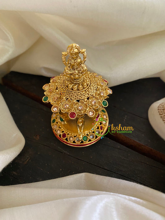 Gold Look Alike Lakshmi Kumkum Box- Floral-Color-G3455