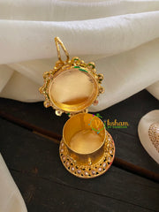 Gold Look Alike Lakshmi Kumkum Box- Floral-White-G3456