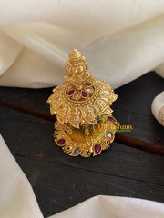 Gold Look Alike Lakshmi Kumkum Box- Petals-Red White-G3457