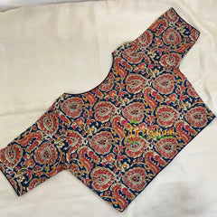 Blue Red Yellow Kalamkari Printed Readymade Cotton Blouse  -VS1873